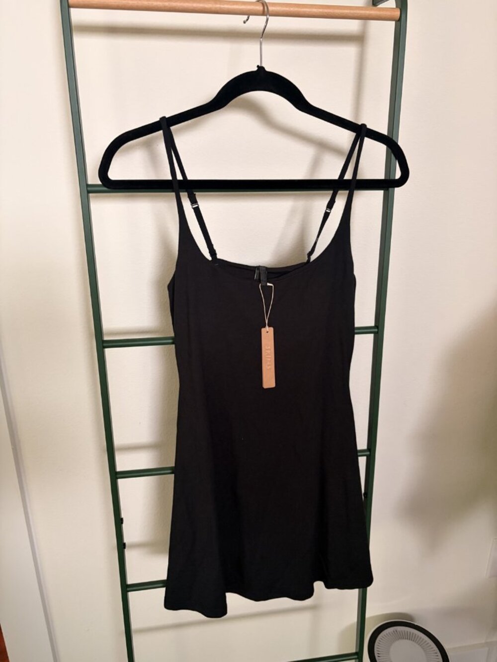 SKIMS Smooth Lounge Skimpy Strap Mini Dress Obsidian S NWT